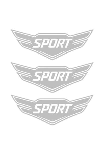Set 3 stickere auto moto, tuning, rezistent la apa si UV, Model Sport, 30cm, gri