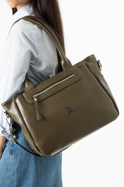 Faux Leather Women's Shoulder Bag 35*28 cm Crossbody Messenger Bag Multi-Pocket Vegan Leather Handbag