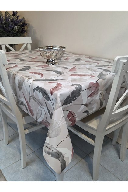Soft Textured Thick Pvc Tablecloth – Feather Pattern, Easy to Clean, Non-Slip & Wipeable