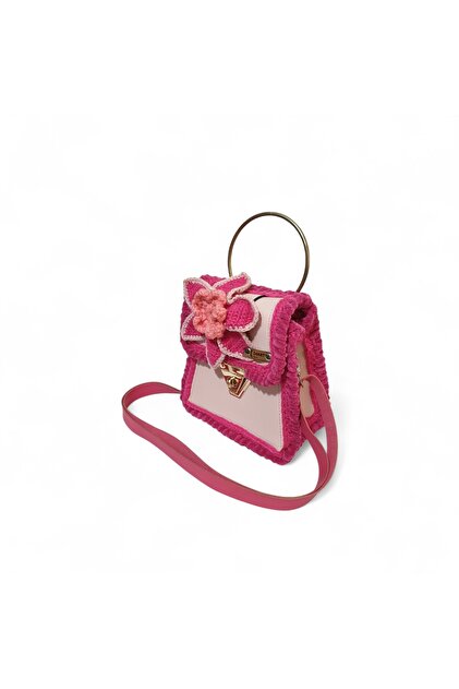 zelart Tığ İşi Örgü çiçek Detaylı Omuz Çantası, El Yapımı Özel