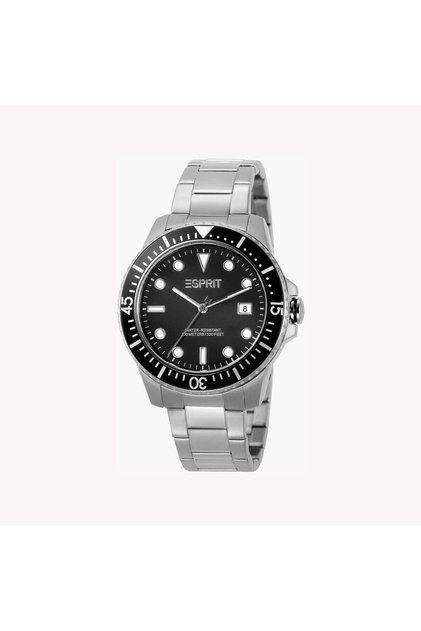 Men's Silver Stainless Steel Watch, Black Dial | Es1g051m0015