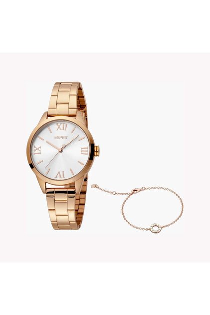 Women's Rose Gold Stainless Steel Watch, Silver Dial | Es1l170l0015