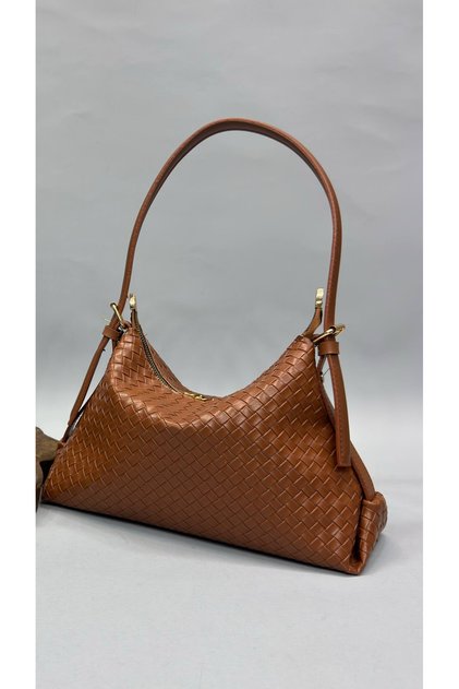 The Moiss Knitted Textured Brown Color Hand and Shoulder Bag