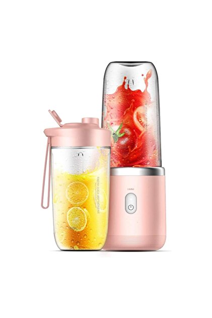 Mini Blender Portabil M1153, Electric, Acumulator, 2 Recipiente, Roz