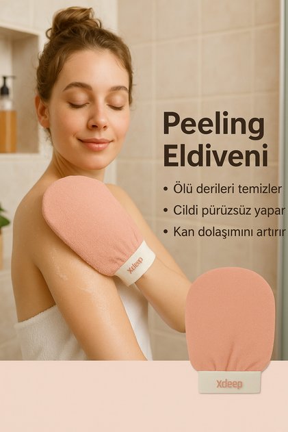 Teknoking Global 1 Piece Ecru Bath Shower Scrub Exfoliating Glove 100% Flosh Silk for Normal Skin