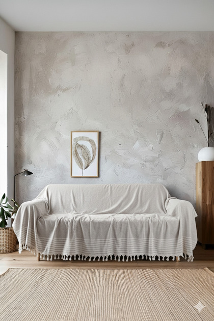 Gray Oversized Sofa Cover Covering the Arms 180X310Cm