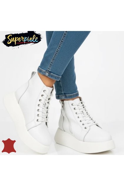 GUNDA Γυναικείες casual δερμάτινες μπότες με παχιά σόλα 5,5 cm