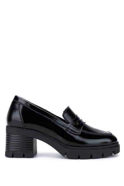 Women's Genuine Leather Black Patent Leather High Heels