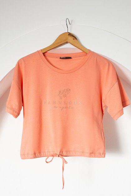 Women's Printed Pink Crop T-Shirt