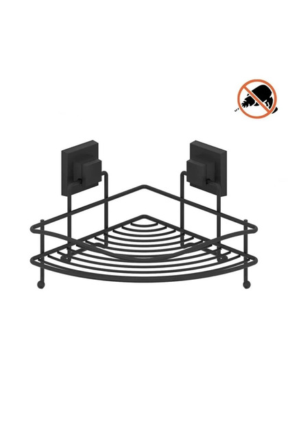 Tekno Tel Ef-250 Black Single Tier Corner Bathroom Shelf | Adhesive/Screw-Free Organizer