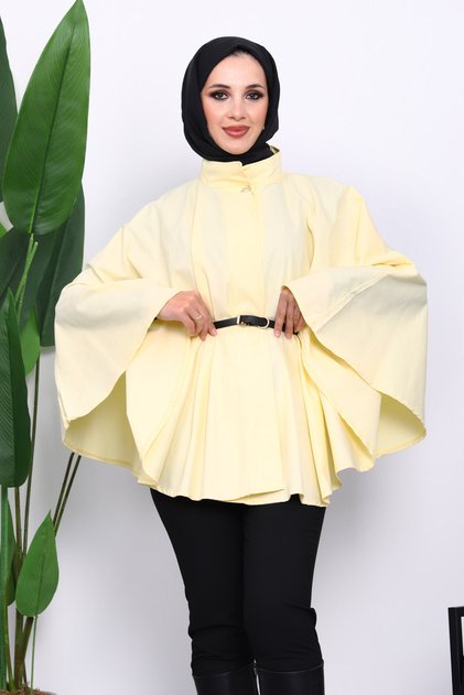 معطف غاباردين بحزام أصفر