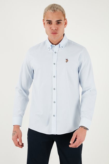 U.S. Polo Cotton Slim Fit Long Sleeve Shirt Men's Shirt G081Sz0042225643