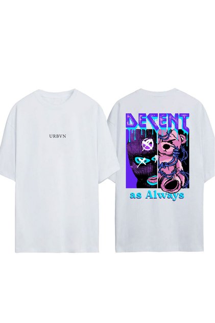Decent Design Printed White Oversized T-Shirt