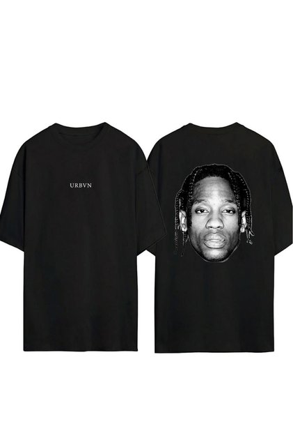 Travis Design Printed Black Oversized t Shirt