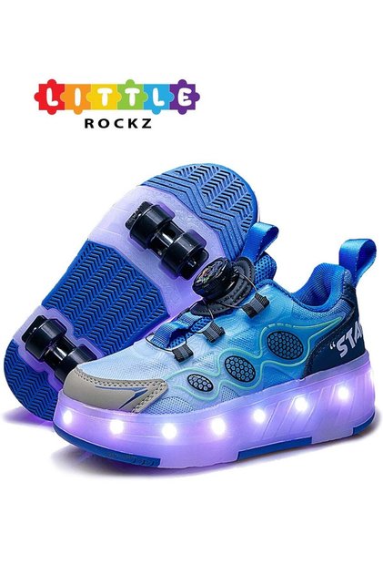 Kids Four Wheel Roller Shoes Rechargeable LED Flash Light Sneaker Skate Heelys Shoes