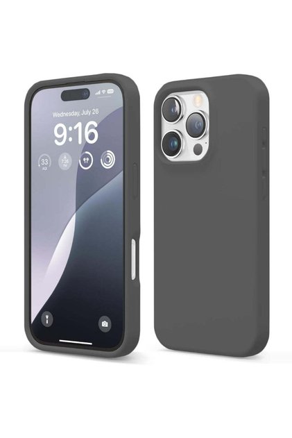 Husă de silicon iPhone 16 Pro, cu microfibră, subțire, de protecție, margini înălțate, gri închis