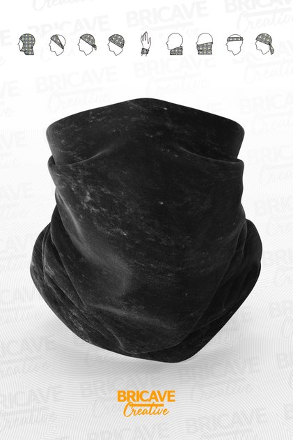 Siyah Eskitme Desenli Motosiklet Bandana Boyunluk Maske