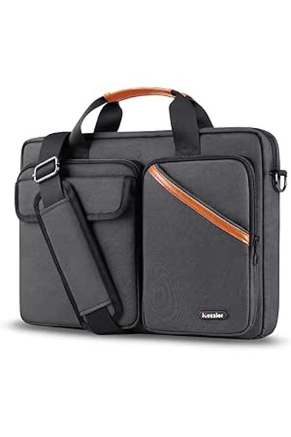 15-15.6 Inch Multi-Pocket Laptop Sleeve Briefcase Shoulder Bag - Black