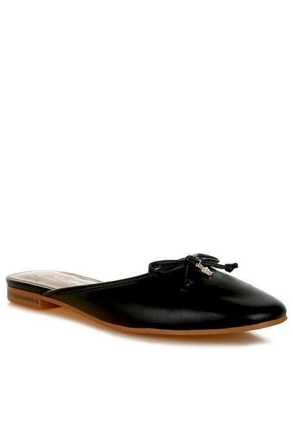 Women Bow Slip-On Flat Mules in Black