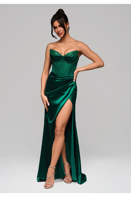 Ombre Evening dress LA-OM-DLR157 - bottle green- Trendyol Ombre Evening dress LA-OM-DLR157 - bottle green- Trendyol