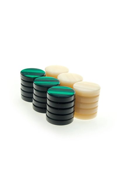 Set de dame de table, lucrat manual, din sidef acrilic verde, 36 mm