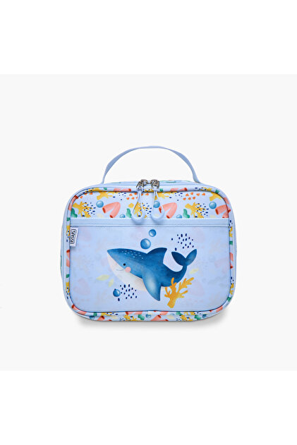 Shark Print Lunch Bag with Zip Closure