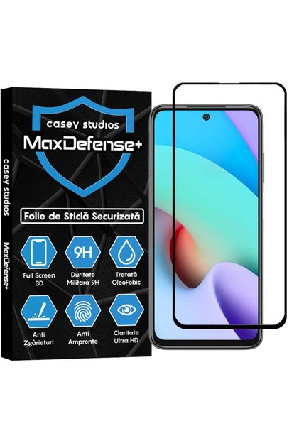 Folie de protecție Xiaomi Redmi 10/Redmi 10 2022, Acoperire completă, Anti-zgârieturi, Anti-șocuri, Margini negre