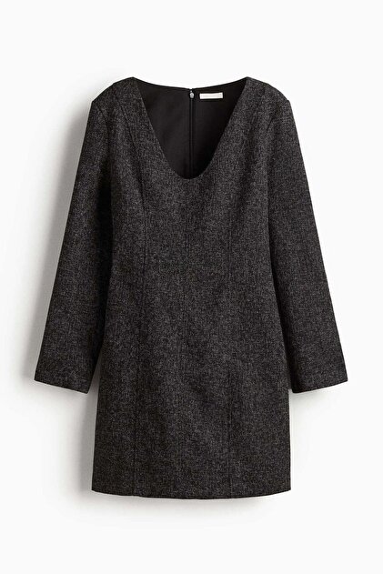 Long-sleeved bouclé dress