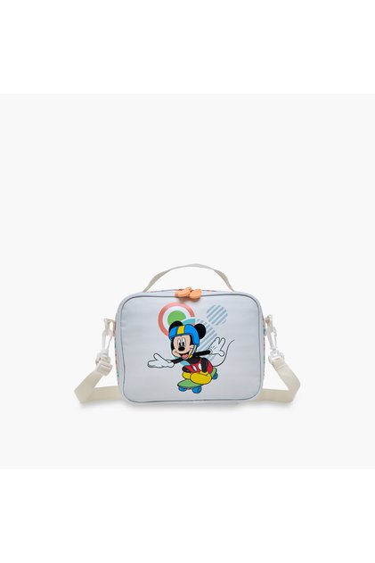 Mickey Mouse Print Lunch Bag with Zip Closure