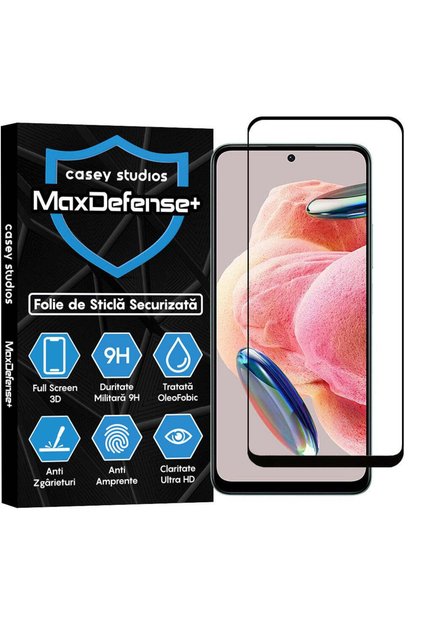 Folie de protecție Xiaomi Redmi Note 12/Poco X5, Anti-zgârieturi, Anti-șocuri, Margini negre