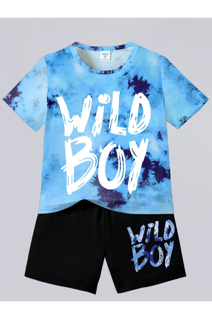 Boy Graphic Print T-Shirt with Shorts Set