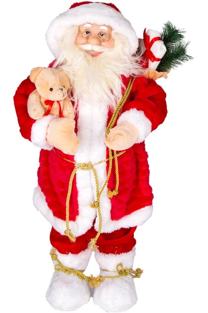 New Year's Santa Claus, with Teddy Bear, Red-White - 35X60 cm
