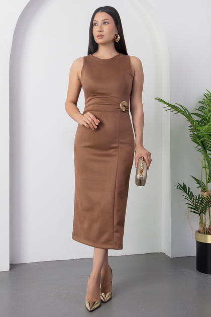 Beli Buckled Crew Neck Nubuck Dress Dks1343