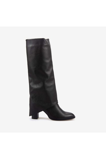 Genuine Leather Women's Heeled Black Boots 825