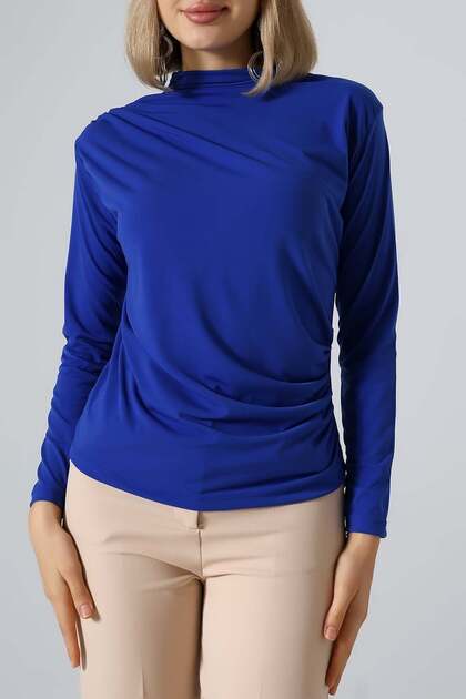 Sandy Turtleneck Ruched Detail Blouse – Comfortable & Elegant