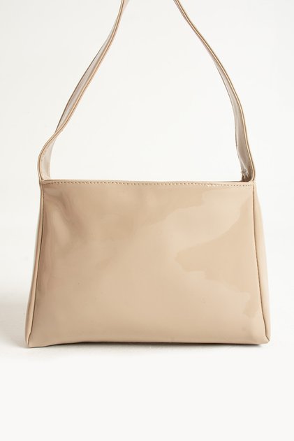 Women's Patent Leather Lined Shoulder Bag with Magnet Closure