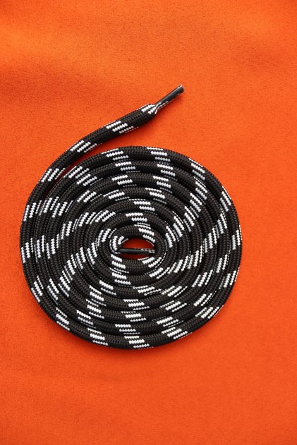 Tracksuit and Sweatshirt Hood Rope 130 cm Round Lacing Black-White, 1 Piece