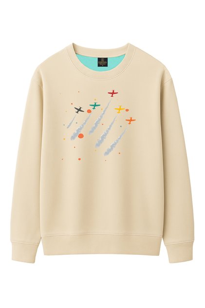 Regular Airplane Printed Sweatshirt