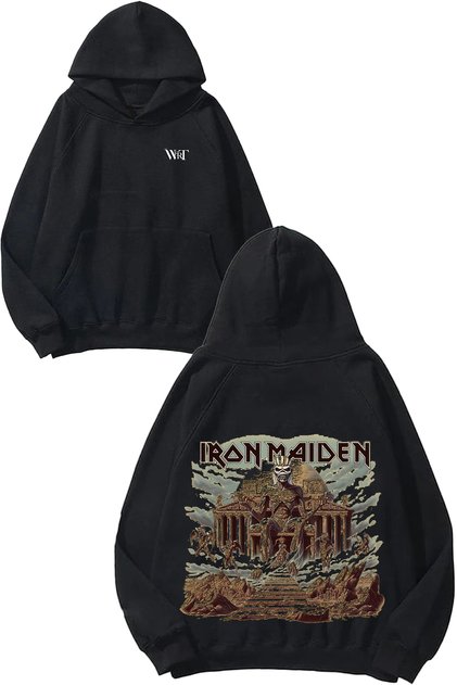 Iron Maiden Pharaoh Design Back Printed Black Hooded Sweatshirt
