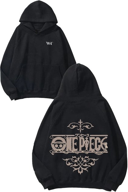 One Piece Poster Design Back Printed Black Hooded Sweatshirt
