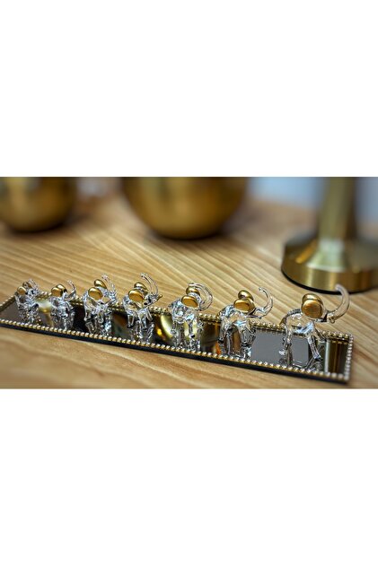 Dekoratif Kristal Cam Yedili Fil Gold