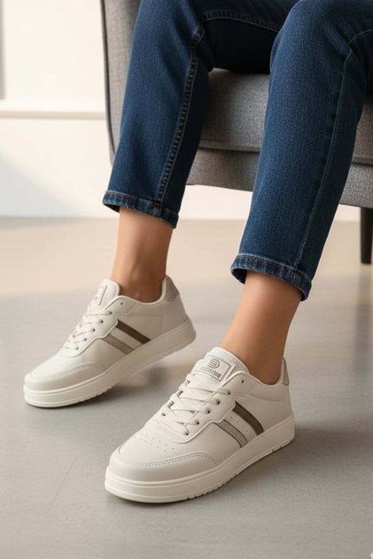 Ecru Women's Sneaker Lace-Up Sports Shoes 163Nav