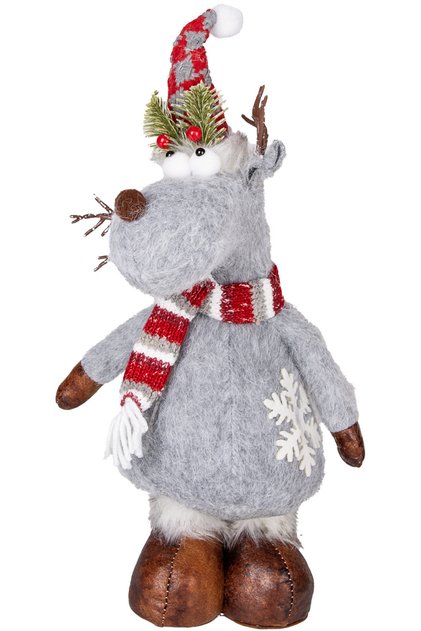 Christmas Ornament, Deer Figure, Gray - 18X49 cm