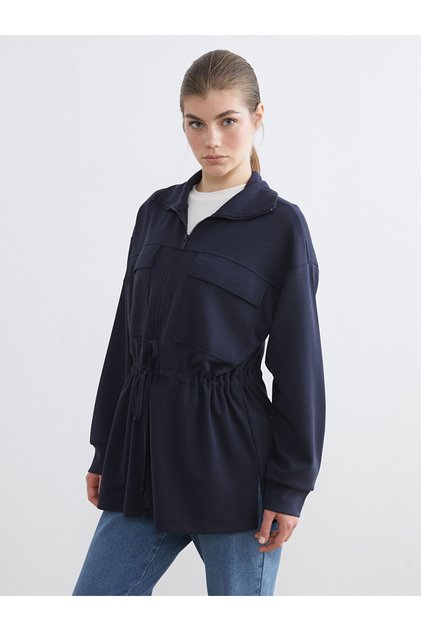 Artı New Season Mock Neck Oversized Women's Zippered Sweatshirt