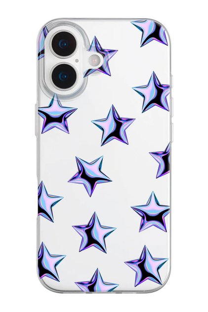Purple Stars Pattern Transparent Silicone Phone Case Compatible with iPhone 17
