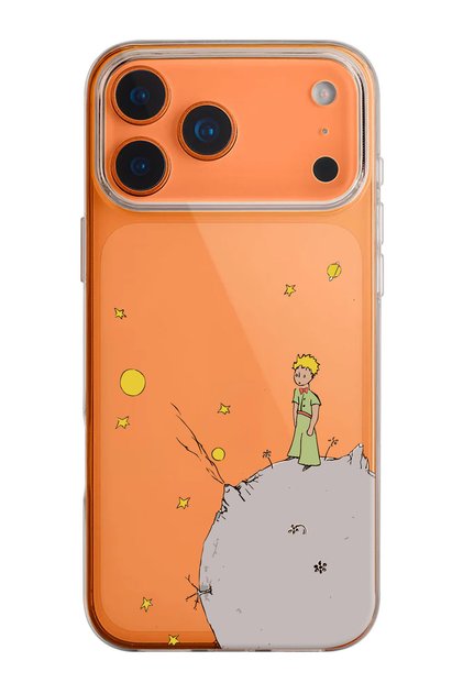 iPhone 17 Pro/18 Pro Compatible Little Prince on the Moon Patterned Transparent Silicone Phone Case