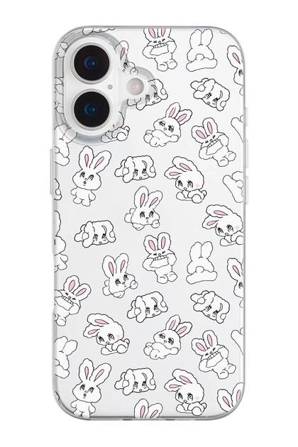 iPhone 17 Compatible Rabbit Pattern Transparent Silicone Phone Case