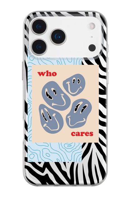 Who Cares Patterned Transparent Silicone Phone Case Compatible with iPhone 17 Pro Max/18 Pro Max