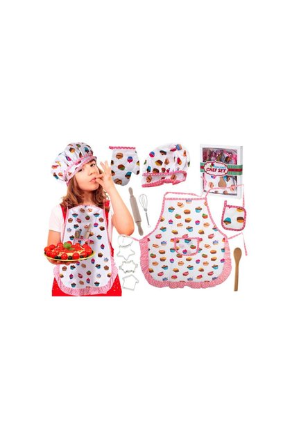 Set bucătar pentru copii – șorț, pălărie bucătar, mănușă de bucătărie + accesorii