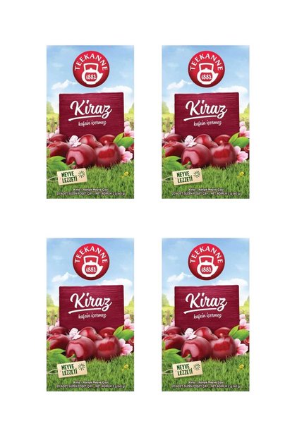 Cherry Fruit Tea 4 Pack (4X20 - Total 80 Infusion Bags) - 100% Caffeine-Free Tea